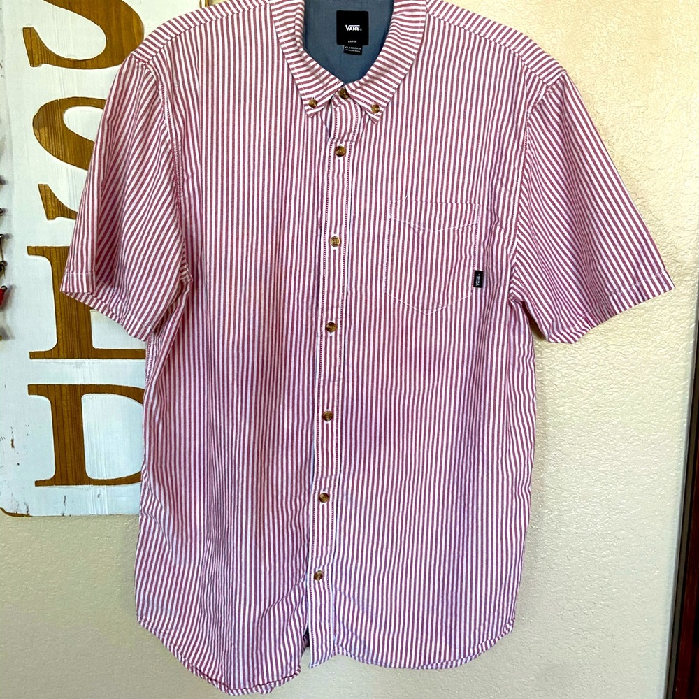 BoGo 50% Vans red and white striped men’s shirt